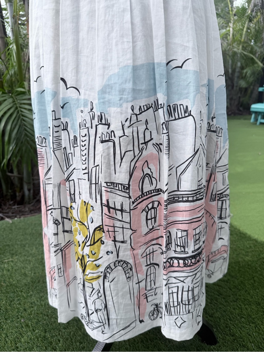 Boden Arwen Sleeveless Wrap Midi Dress with Cityscape Print - petite friendly - Picture 3 of 11